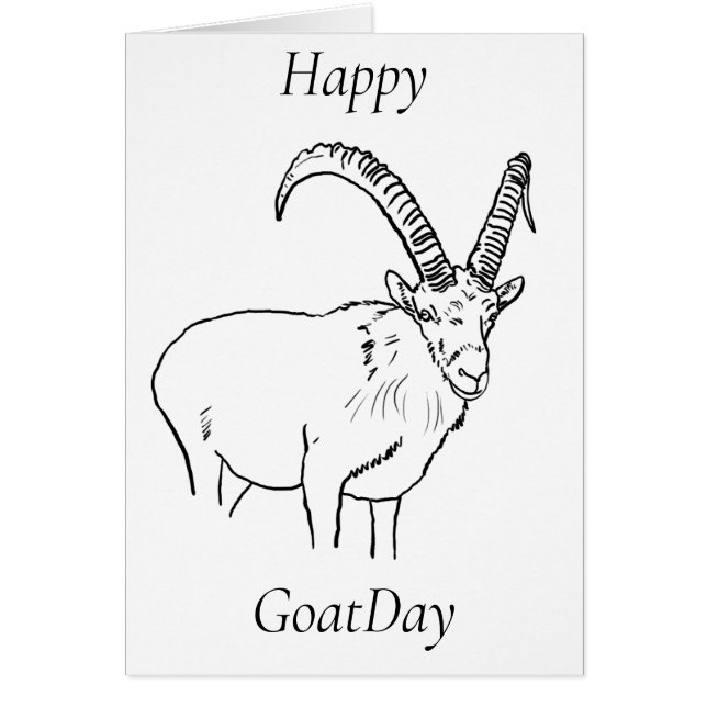 Mountain Goat Day Funny Animal Drawing Birthday Cards (Front)