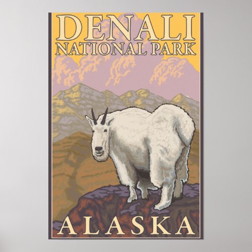 Mountain Goat _ Denali National Park Alaska Poster