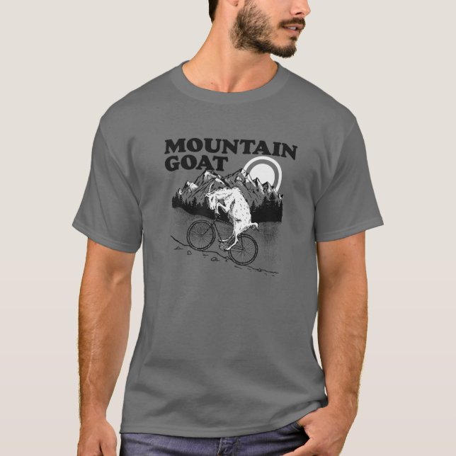 Mountain Goat Funny Mountain Biking Goat Biker Vin T-Shirt (Front)
