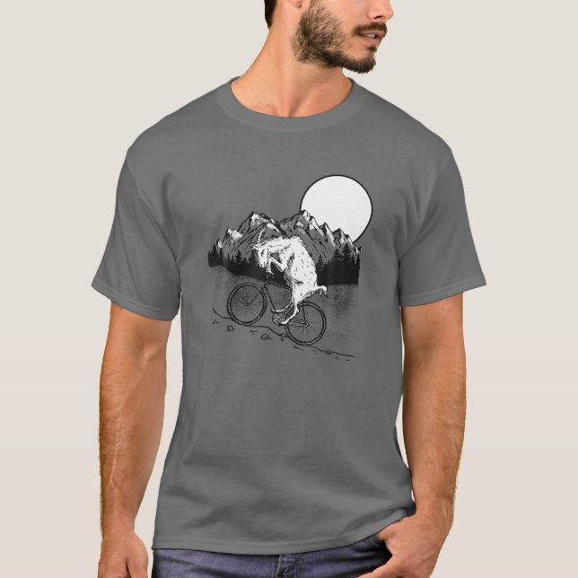 Mountain Goat Funny Mountain Biking Goat Biker Vin T-Shirt (Front)