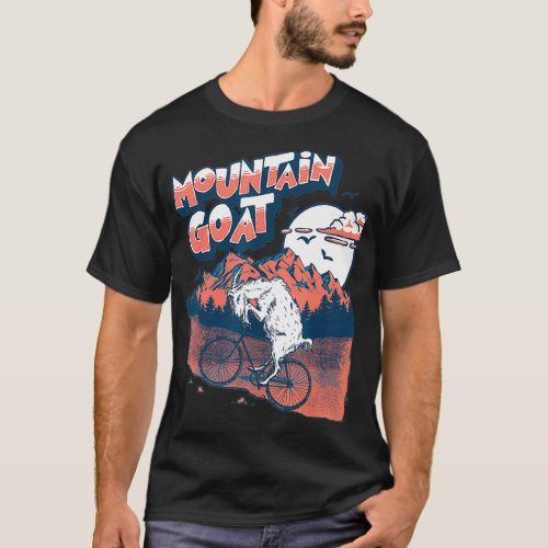 Mountain Goat Funny Mountain Biking Goat Biker Vin T_Shirt