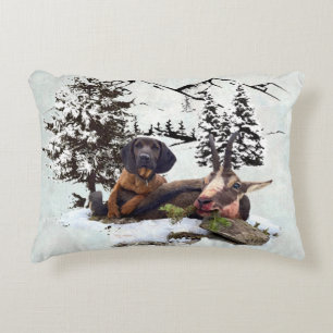 Mountain goat hunting adventure accent pillow