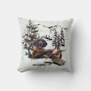 Mountain goat hunting adventure throw pillow