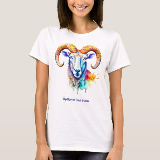 Mountain Goat Ram Multicolor Paint Drip Watercolor T-Shirt