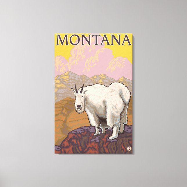 Mountain GoatMontanaVintage Travel Poster Canvas Print (Front)