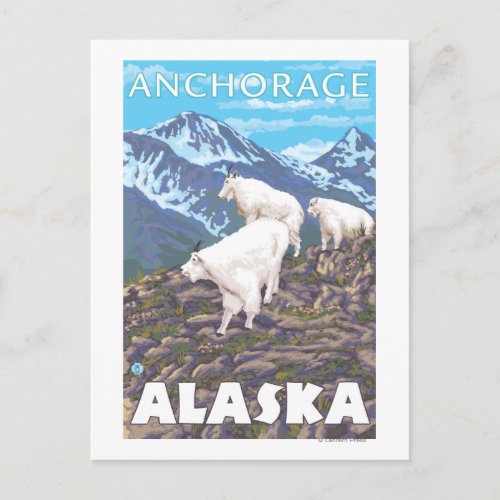 Mountain Goats Scene _ Anchorage Alaska Postcard