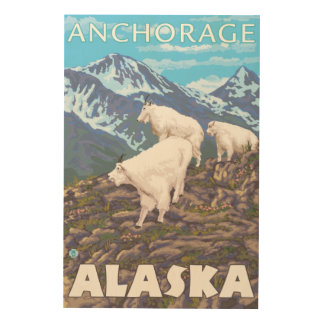Mountain Goats Scene - Anchorage, Alaska Wood Wall Art