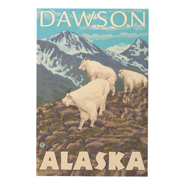 Mountain Goats Scene - Dawson, Alaska Wood Wall Art (Front)