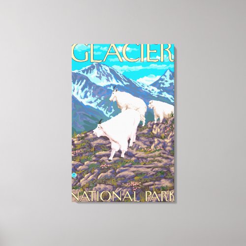 Mountain Goats Scene _ Glacier National Park Canvas Print
