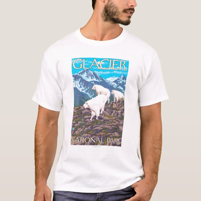 Mountain Goats Scene - Glacier National Park, T-Shirt (Front)