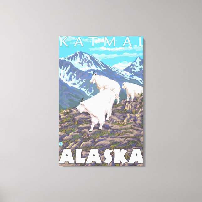 Mountain Goats Scene - Katmai, Alaska Canvas Print (Front)