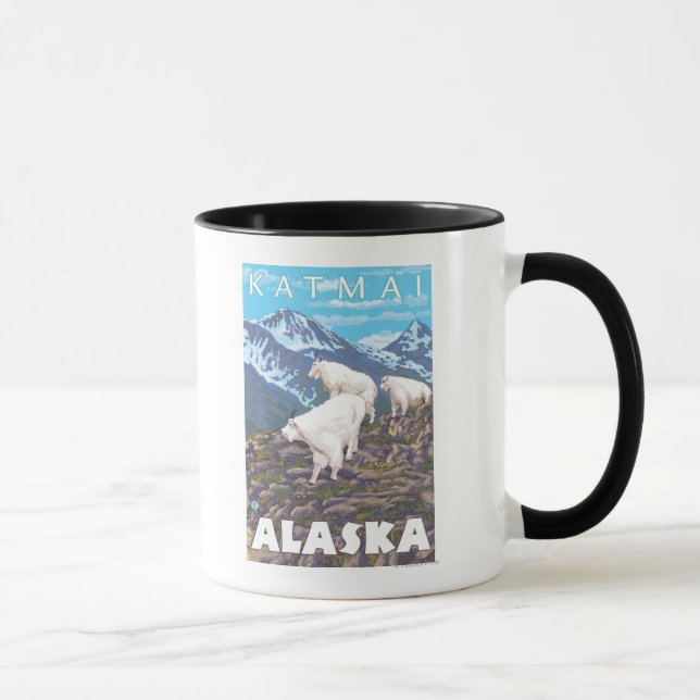 Mountain Goats Scene - Katmai, Alaska Mug (Right)