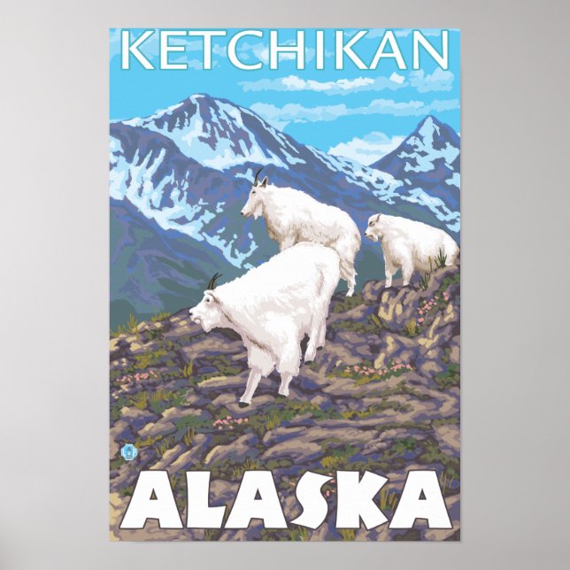 Mountain Goats Scene - Ketchikan, Alaska Poster (Front)