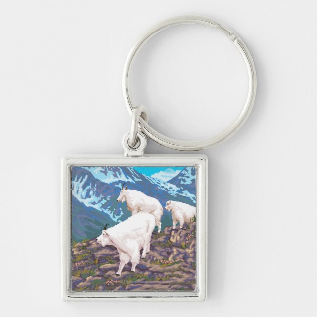 Mountain Goats Scene - Montana Keychain (Front)
