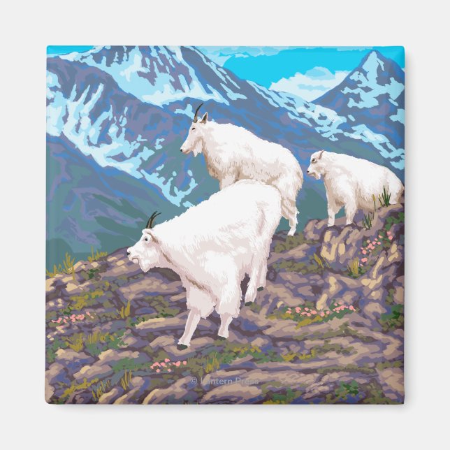 Mountain Goats Scene - West Yellowstone, MT Magnet (Front)