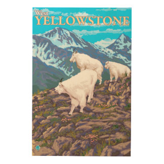 Mountain Goats Scene - West Yellowstone, MT Wood Wall Decor