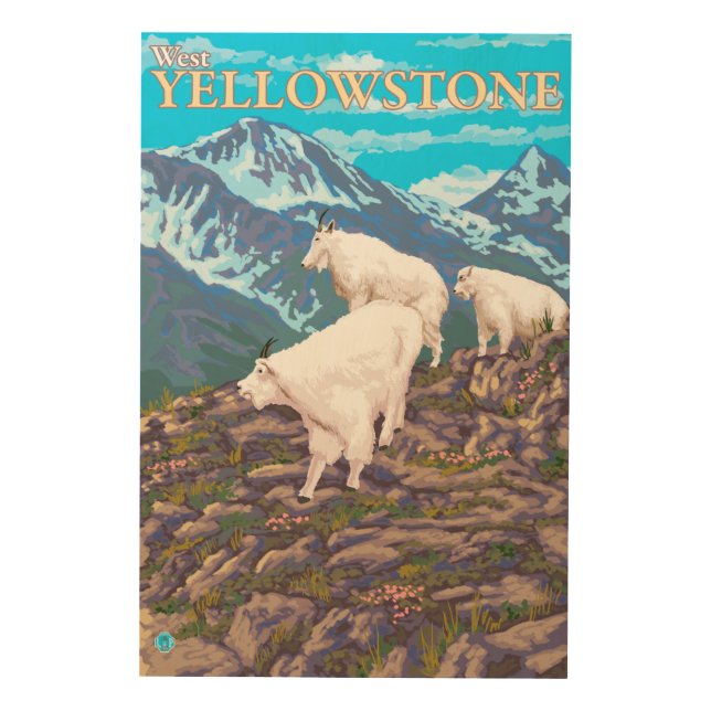 Mountain Goats Scene - West Yellowstone, MT Wood Wall Decor (Front)