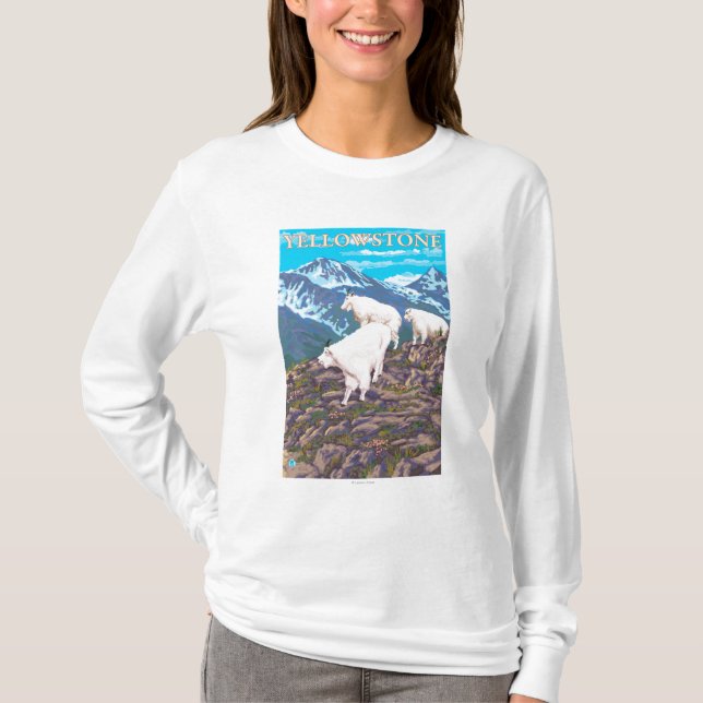 Mountain Goats Scene - Yellowstone National Park T-Shirt (Front)
