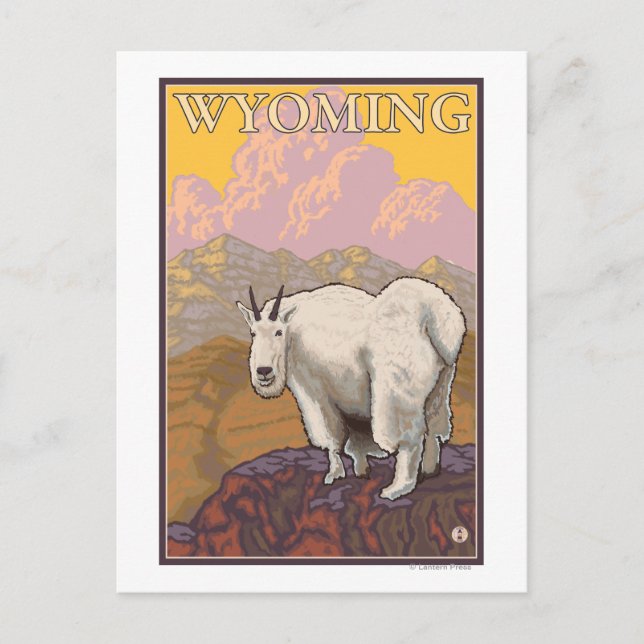 Mountain GoatWyomingVintage Travel Poster Postcard (Front)