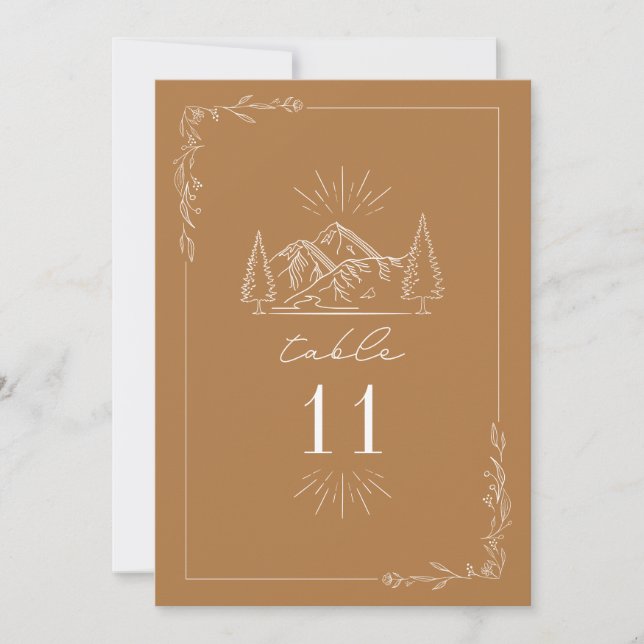 Mountain Goldenrod Wedding Table Number (Front)