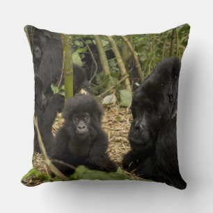Mountain Gorilla, adult with young Throw Pillow