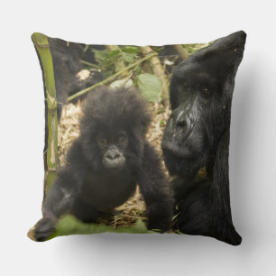 Mountain Gorilla, adult with young Throw Pillow
