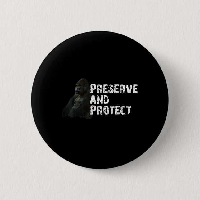 Mountain Gorilla Environmental Protection Conserva Button (Front)