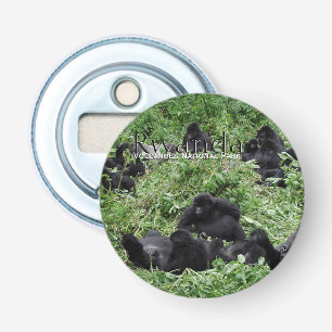 Mountain gorilla group in Rwanda text Bottle Opener