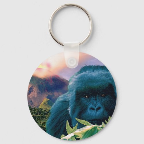 Mountain Gorilla  Volcano Wildlife Keychain