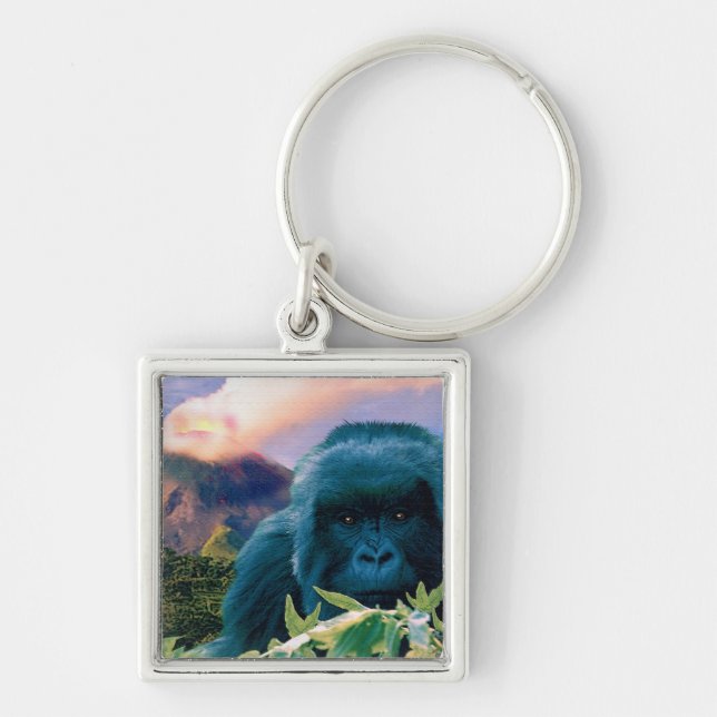 Mountain Gorilla & Volcano Wildlife Keychain (Front)
