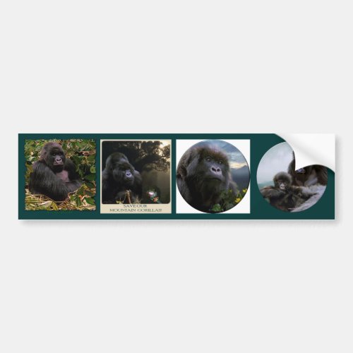 MOUNTAIN GORILLAS Wildlife Multi_sticker Set VII Bumper Sticker