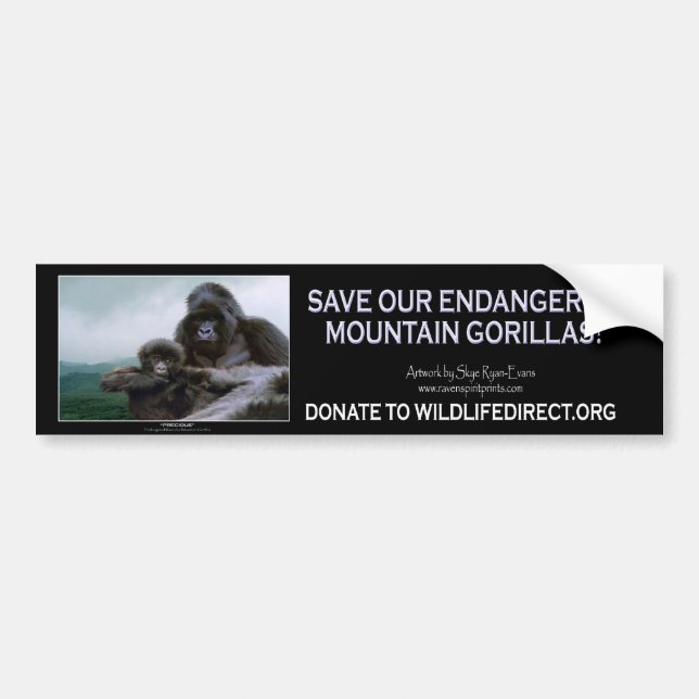 Mountain Gorillas Wildlife Support Bumper Sticker (Front)