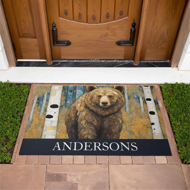 Mountain Grizzly Bear Decor Doormat (Outdoor)