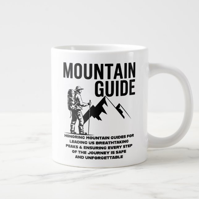 Mountain Guide Hiking Adventure Graphic Design Giant Coffee Mug (Right)
