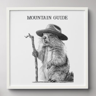 Mountain guide - Whimsical marmot design Peel And Stick Photo Tile