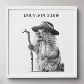 Mountain guide - Whimsical marmot design Peel And Stick Photo Tile
