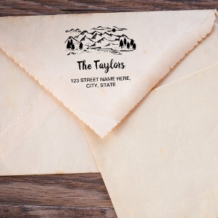 Mountain Handmade Farm Rustic Vintage Pine Tree Bu Rubber Stamp