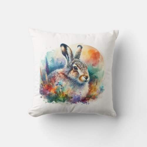 Mountain Hare Elegance AREF904 _ Watercolor Throw Pillow