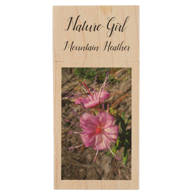 Mountain Heather USB Wood Flash Drive (Front Vertical)