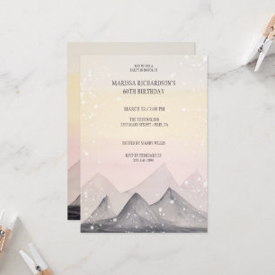 Mountain High Landscape Watercolor Hand-painted Invitation