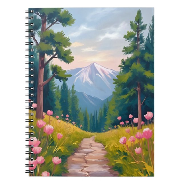 Mountain Hike | Floral Nature Landscape Watercolor Notebook (Front)