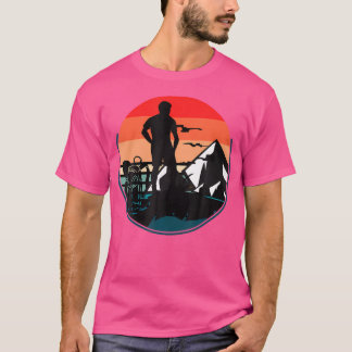 Mountain Hiker Camping Nature Hike Outdoors Retro  T-Shirt