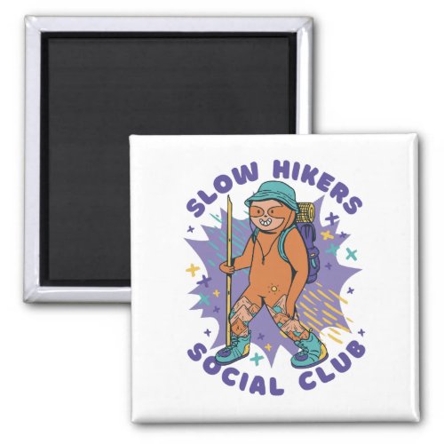 MOUNTAIN HIKER SLOTH SLOW HIKERS SOCIAL CLUB MAGNET