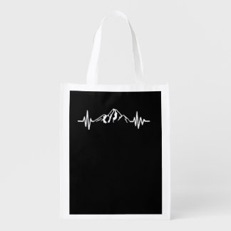 Mountain Hiking Heartbeat Travel Hiker Mountaineer Grocery Bag