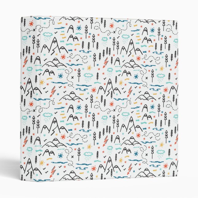 Mountain Hiking Pattern 3 Ring Binder (Front/Spine)