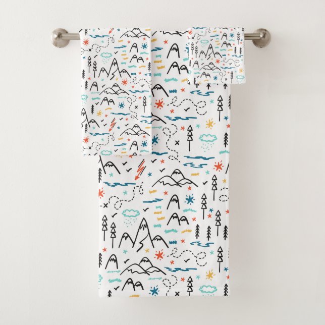 Mountain Hiking Pattern Bath Towel Set (Insitu)