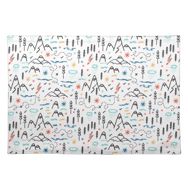 Mountain Hiking Pattern Cloth Placemat (Front)