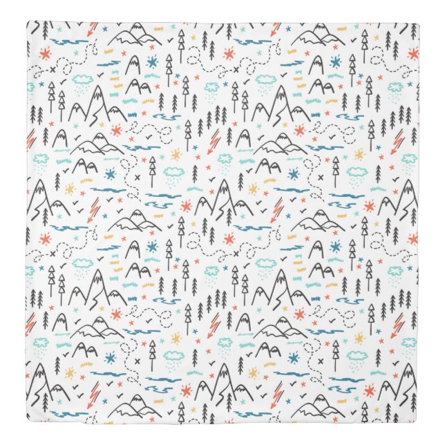 Mountain Hiking Pattern Duvet Cover (Front)