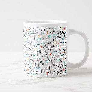 Mountain Hiking Pattern Giant Coffee Mug
