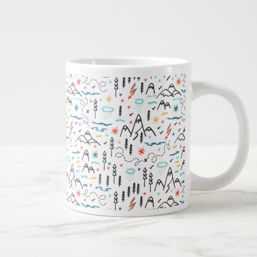 Mountain Hiking Pattern Giant Coffee Mug